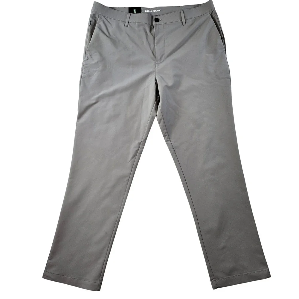 Banana Republic Pants Mens 38x30 Gray Chino Slim Microfiber Flat‎ Front Pockets